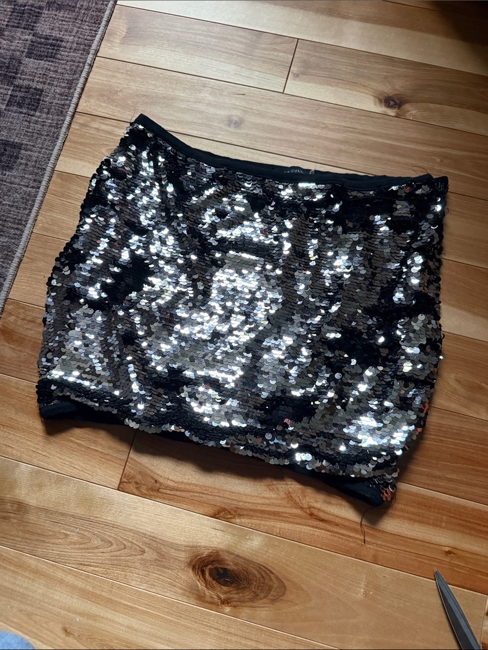 Love Culture Black Silver Sequin Mini Skirt